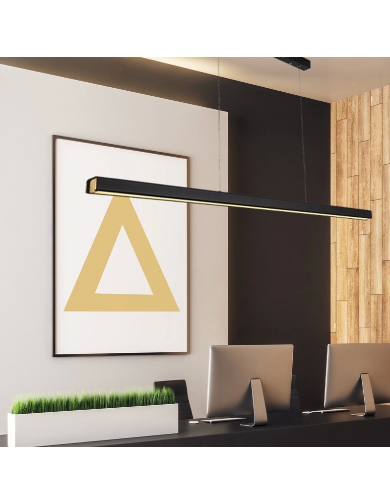 Lampy wiszące nad biurko - Altavola Design Lampa wisząca LINEAR  100cm czarna 3k  - product kolory-swiatla.pl 3