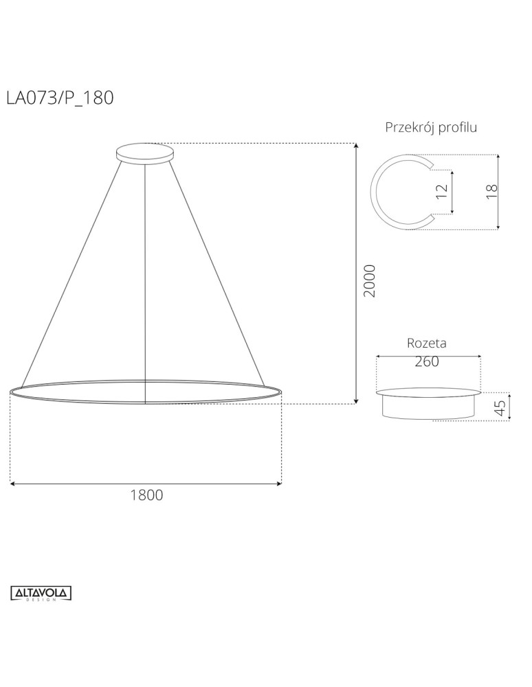 Lampy wiszące okręgi - Altavola Design Lampa wisząca Ledowe Okręgi No.1 śr.180 cm in 3k czarna  - product kolory-swiatla.pl 3