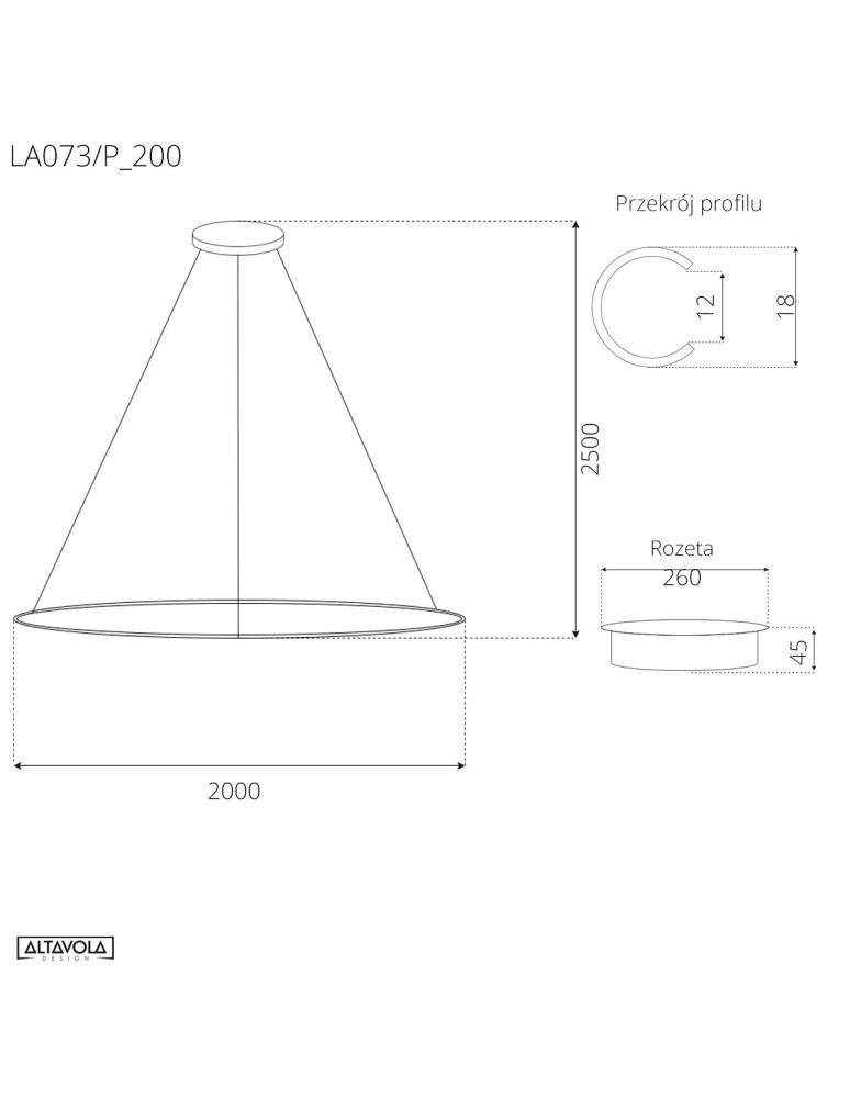Lampy wiszące okręgi - Altavola Design Lampa wisząca Ledowe Okręgi No.1 śr.200 cm in 4k czarna  - product kolory-swiatla.pl 3