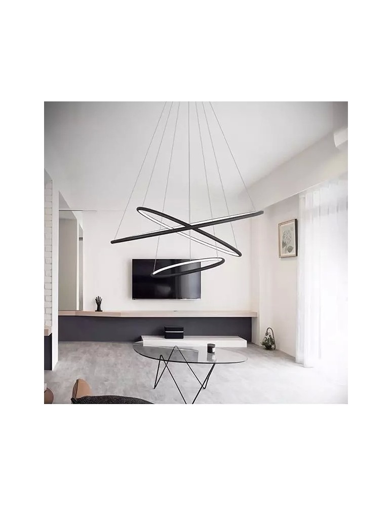 Lampy wiszące okręgi - Altavola Design Lampa wisząca Ledowe Okręgi No.3 śr.100 cm in 3k czarna ściemnialna  - product kolory-swiatla.pl 2