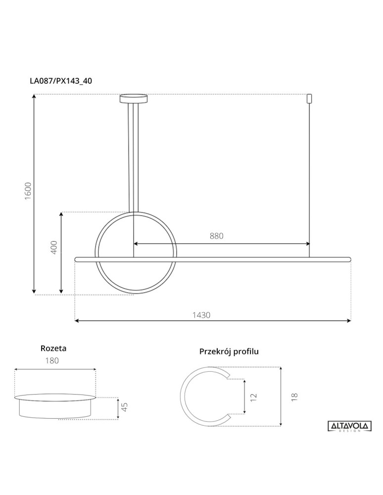 Altavola Design Lampa wisząca LINEA No.2 Φ40 cm czarna 4k  Altavola Design Lampa wisząca LINEA No.2 Φ40 cm czarna 4k