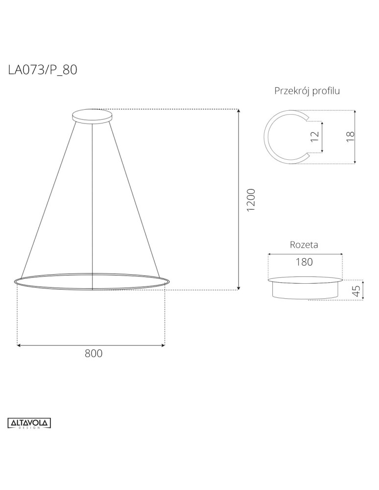 Altavola Design Lampa wisząca Ledowe Okręgi No.1 Φ80 cm in 4k 43W czarna Altavola Design Lampa wisząca Ledowe Okręgi No.1 Φ80 cm in 4k 43W czarna