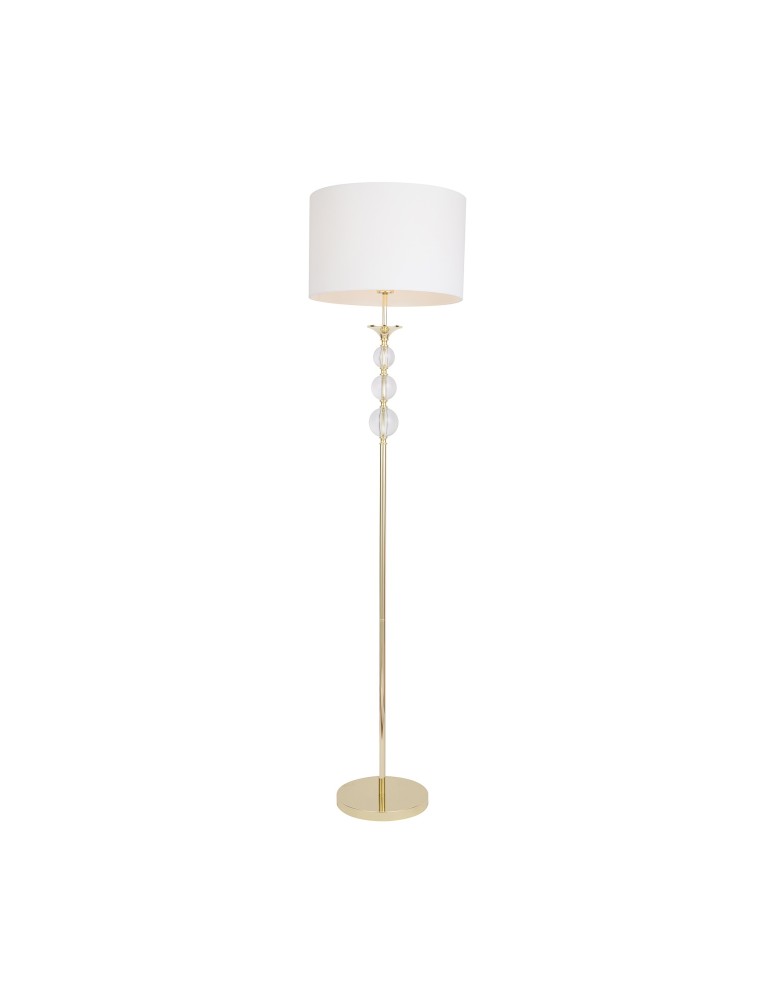 Lampy podłogowe z abażurem - Zuma Line Rea Ii Lampa Podłogowa Złoto-Biała/Gold-White RLL93163-1GW - produkt kolory-swiatla.pl 1