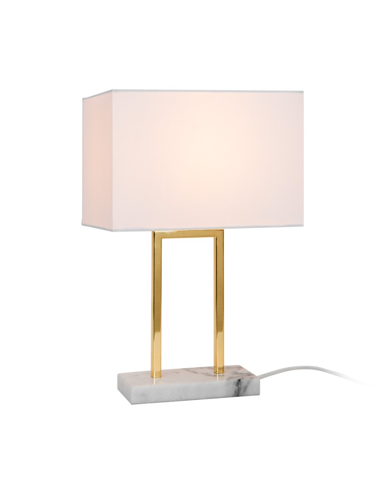 Lampy stołowe z abażurem - Zuma Line Carlos Lampa Stołowa Złoty&Biały/Gold&White T20038A-PB - produkt kolory-swiatla.pl 1
