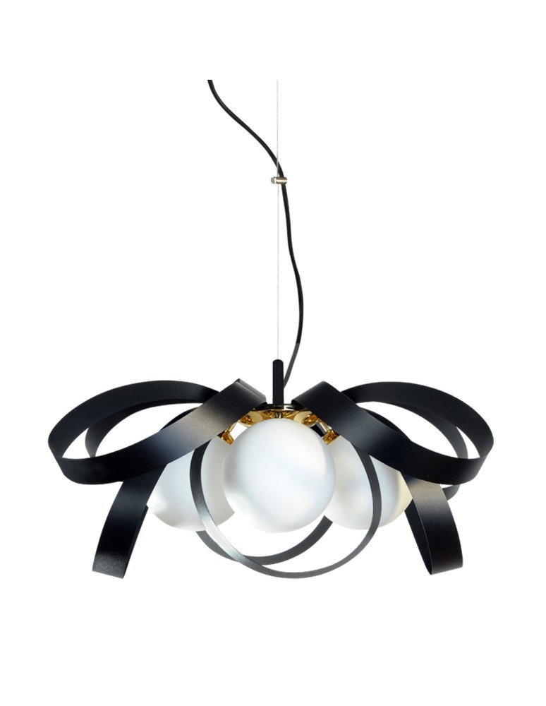 Lampy wiszące kule - Zuma Line Lampa wisząca NELA FLAT 65 cm czarno-złota /black-gold - produkt kolory-swiatla.pl 1