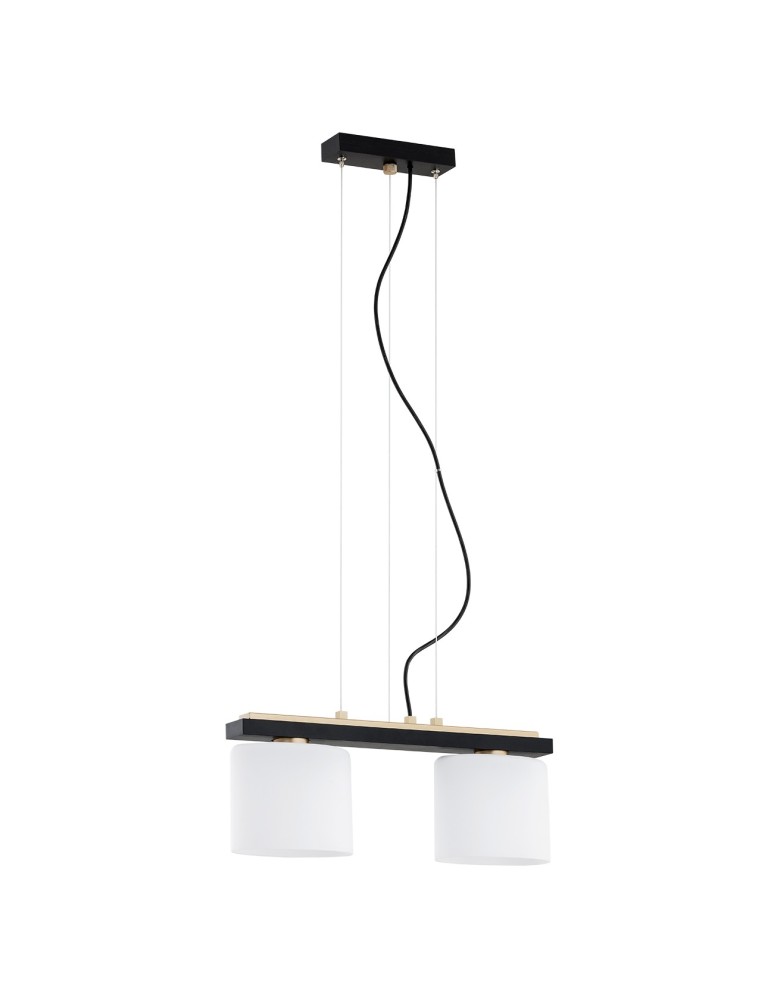 Lampy wiszące podwójne - Argon CANOA lampa wisząca 2 pł. 2x15W (max) opal mat czarny 7164 - product kolory-swiatla.pl 2