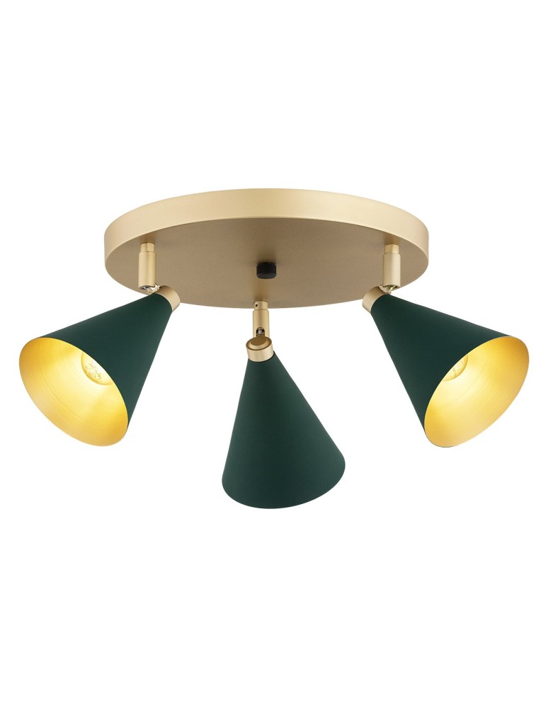 Lampy sufitowe reflektory - Argon LUCINDA plafon 3 pł. 3x7W (max) zielony złoty 6245 - produkt kolory-swiatla.pl 1