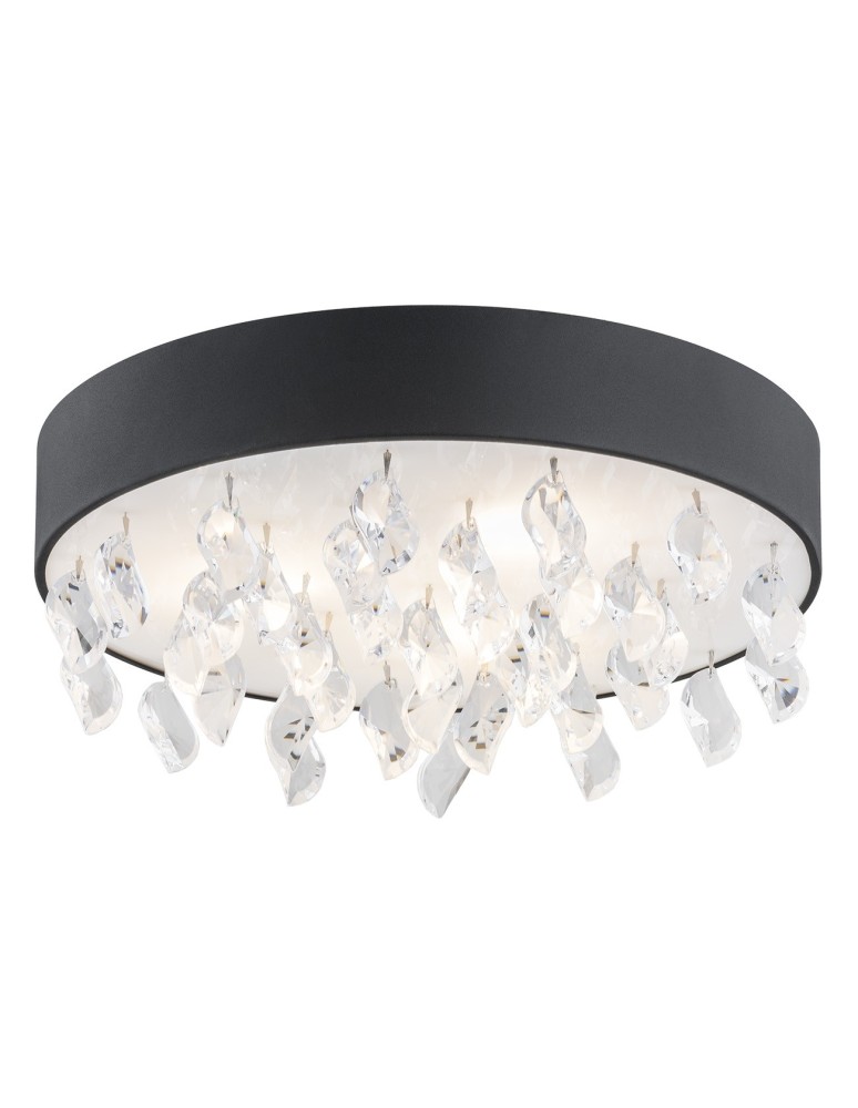 Lampy sufitowe z kryształami - Argon BELLA plafon 3 pł. 3x15W (max) czarny struktura mleczny 1495 - produkt kolory-swiatla.pl 1