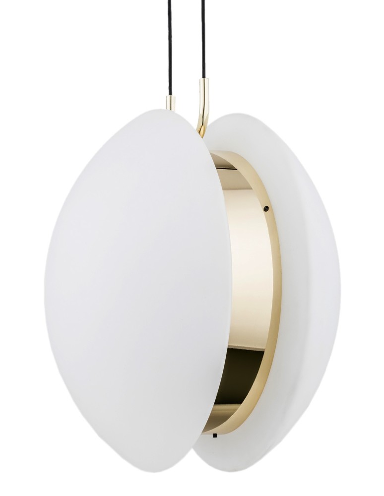 Lampy wiszące pojedyncze - Argon BUFFALO lampa wisząca 1 pł. 1x15W (max) opal mat elementy mosiądzowane 4679 - produkt kolory-swiatla.pl 4