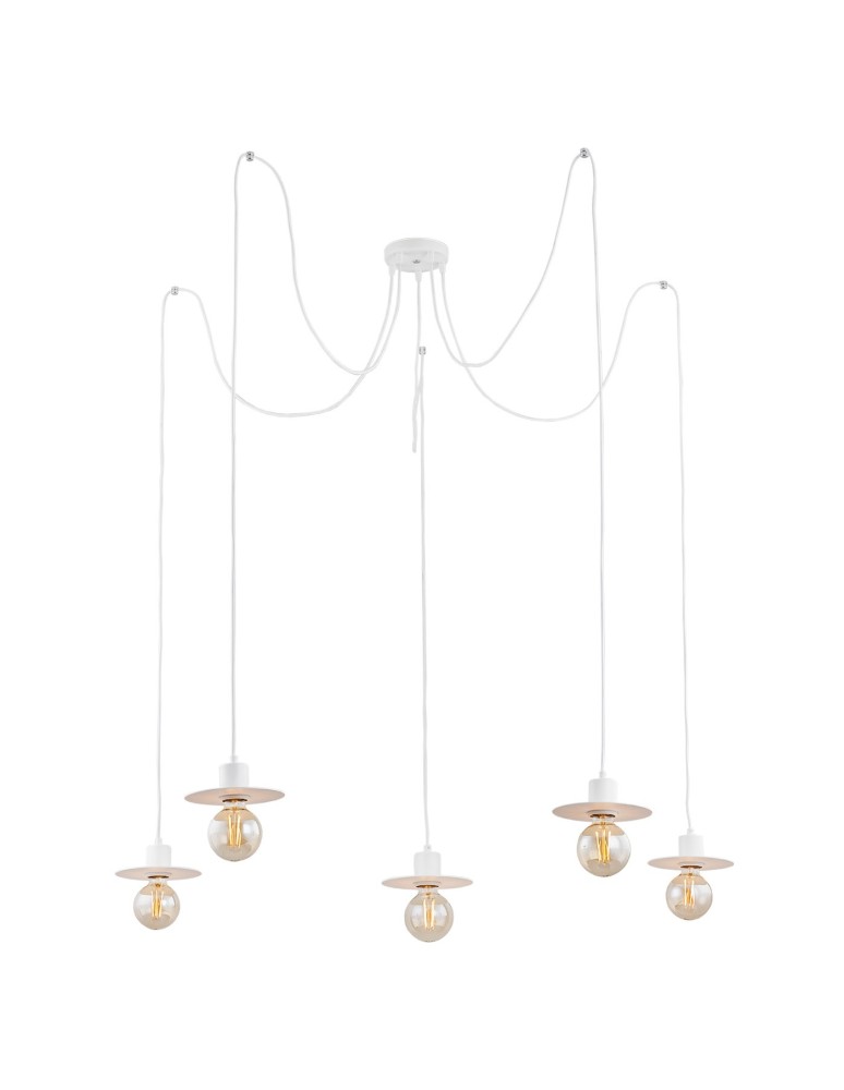 Lampy wiszące pająki - Argon CORSO lampa wisząca 5 pł. "pająk" 5x15W (max) biały struktura 2077 - produkt kolory-swiatla.pl 1