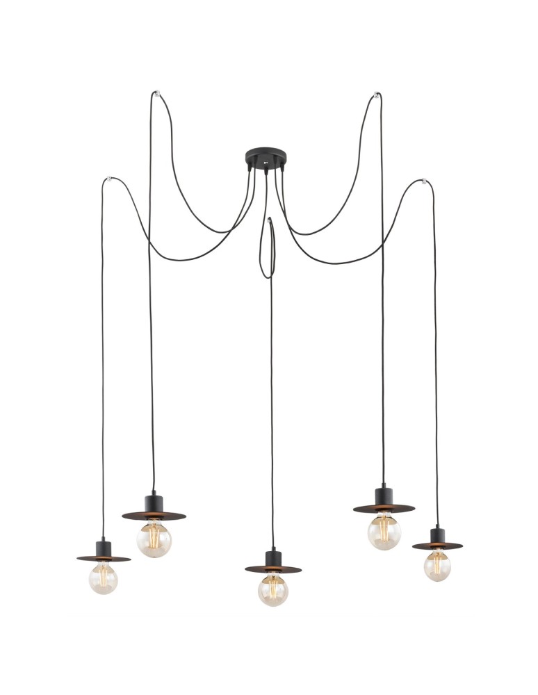 Lampy wiszące pająki - Argon CORSO lampa wisząca 5 pł. "pająk" 5x15W (max) czarny struktura 2078 - produkt kolory-swiatla.pl 1