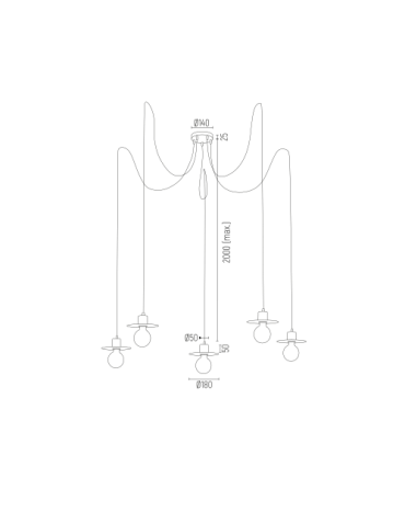 Argon CORSO lampa wisząca 5 pł. "pająk" 5x15W (max) czarny struktura 2078 - produkt 2
