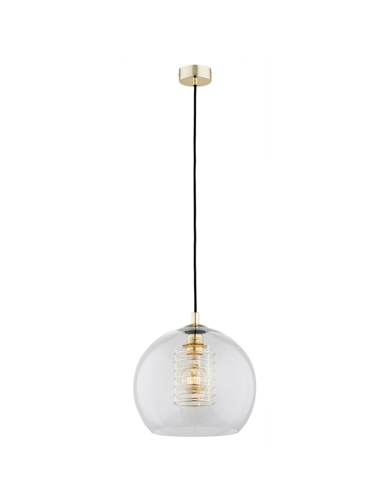 Lampy wiszące pojedyncze - Argon DOVER lampa wisząca 1 pł. 1x15W (max) transparent elementy mosiądzowane 4673 - produkt kolory-swiatla.pl 1