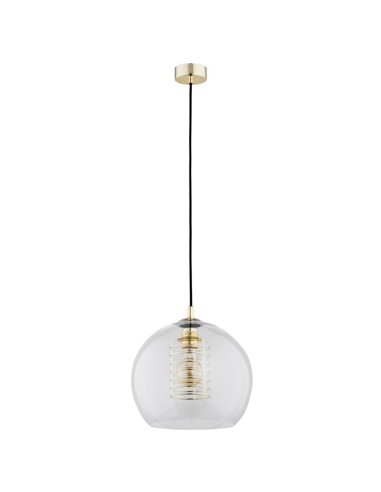 Lampy wiszące pojedyncze - Argon DOVER lampa wisząca 1 pł. 1x15W (max) transparent elementy mosiądzowane 4673 - produkt kolory-swiatla.pl 2