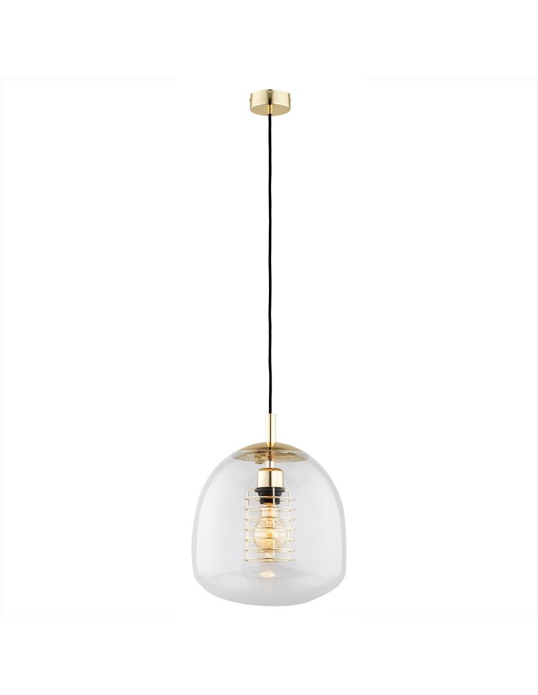 Lampy wiszące pojedyncze - Argon GLEN lampa wisząca 1 pł. 1x15W (max) transparentny elementy mosiądzowane 4739 - produkt kolory-swiatla.pl 1