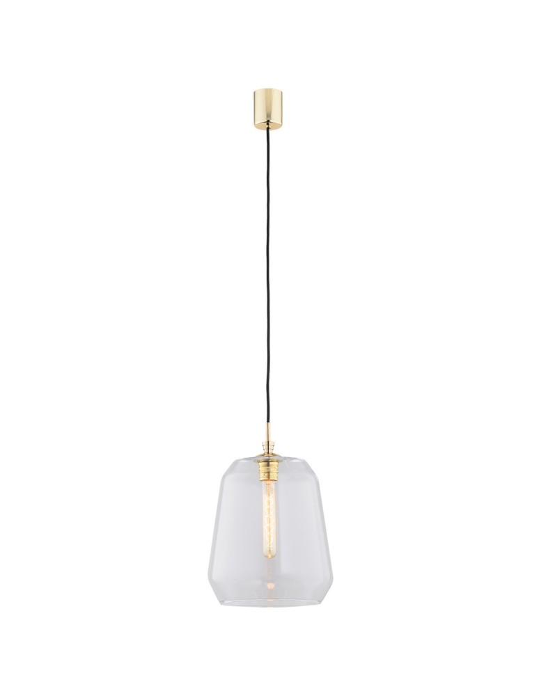 Lampy wiszące pojedyncze - Argon IRUN lampa wisząca 1 pł. 1x15W (max) przeroczysty elementy mosiądzowane 4266 - produkt kolory-swiatla.pl 1