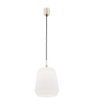 Lampy wiszące pojedyncze - Argon IRUN lampa wisząca 1 pł. 1x15W (max) opal elementy mosiądzowane 4273 - product 1