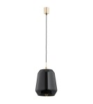 Lampy wiszące pojedyncze - Argon IRUN lampa wisząca 1 pł. 1x15W (max) czarny połysk elementy mosiądzowane 4277 - product 1