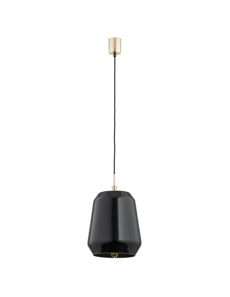 Lampy wiszące pojedyncze - Argon IRUN lampa wisząca 1 pł. 1x15W (max) czarny połysk elementy mosiądzowane 4277 - produkt kolory-swiatla.pl 1