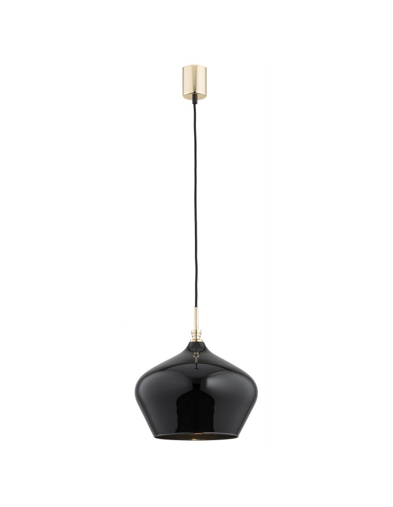 Lampy wiszące pojedyncze - Argon IRUN lampa wisząca 1 pł. 1x15W (max) czarny połysk elementy mosiądzowane 4278 - produkt kolory-swiatla.pl 1