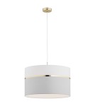 Lampy wiszące z abażurem - Argon KASER lampa wisząca 1 pł. większa 1x15W (max) biało szary ze złotym dekorem elementy mosiądzowane 4285 - product 1