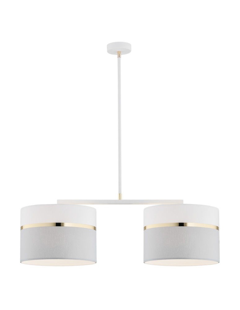 Lampy wiszące - Argon KASER lampa wisząca 2 pł. 2x15W (max) biało szary ze złotym dekorem biały struktura 901 - produkt kolory-swiatla.pl 1
