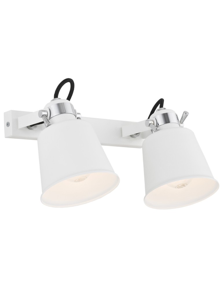 Argon KONGO kinkiet 2 pł. 2x15W (max) biały struktura elementy chromowane 672