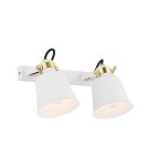 Kinkiety loftowe - industrialne - Argon KONGO kinkiet 2 pł. 2x15W (max) biały struktura elementy mosiądzowane 875 - product 1