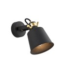 Kinkiety loftowe - industrialne - Argon KONGO kinkiet 1 pł. 1x15W (max) czarny struktura elementy mosiądzowane 4161 - product 1