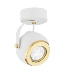 Lampy sufitowe regulowane - spoty - Argon KOS PLUS plafon 1 pł. 1x5W (max) biały struktura elementy mosiądzowane 4901 - produkt 1