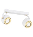 Lampy sufitowe regulowane - spoty - Argon KOS PLUS plafon 2 pł. 2x5W (max) biały struktura elementy mosiądzowane 7038 - produkt 1