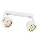 Lampy sufitowe regulowane - spoty - Argon KOS PLUS plafon 2 pł. 2x5W (max) biały struktura elementy mosiądzowane 7038 - produkt 2