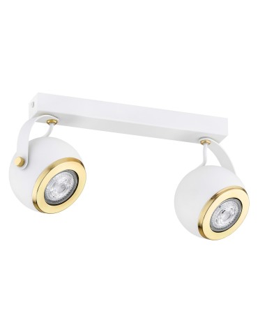 Argon KOS PLUS plafon 2 pł. 2x5W (max) biały struktura elementy mosiądzowane 7038 - produkt 2