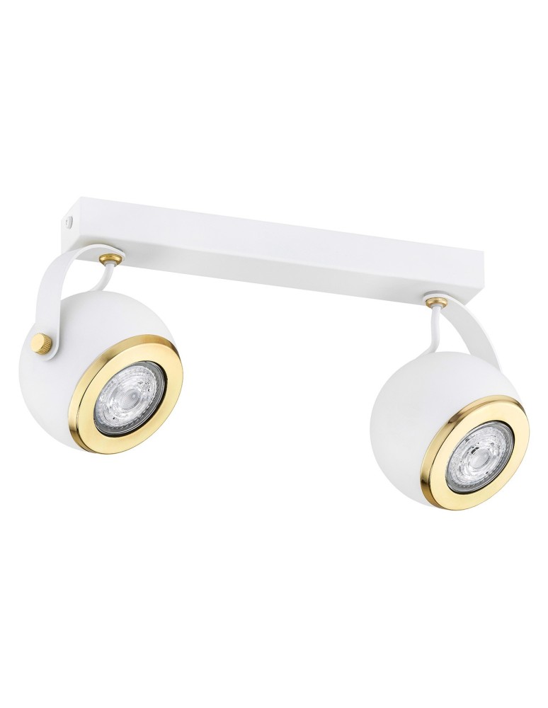 Argon KOS PLUS plafon 2 pł. 2x5W (max) biały struktura elementy mosiądzowane 7038