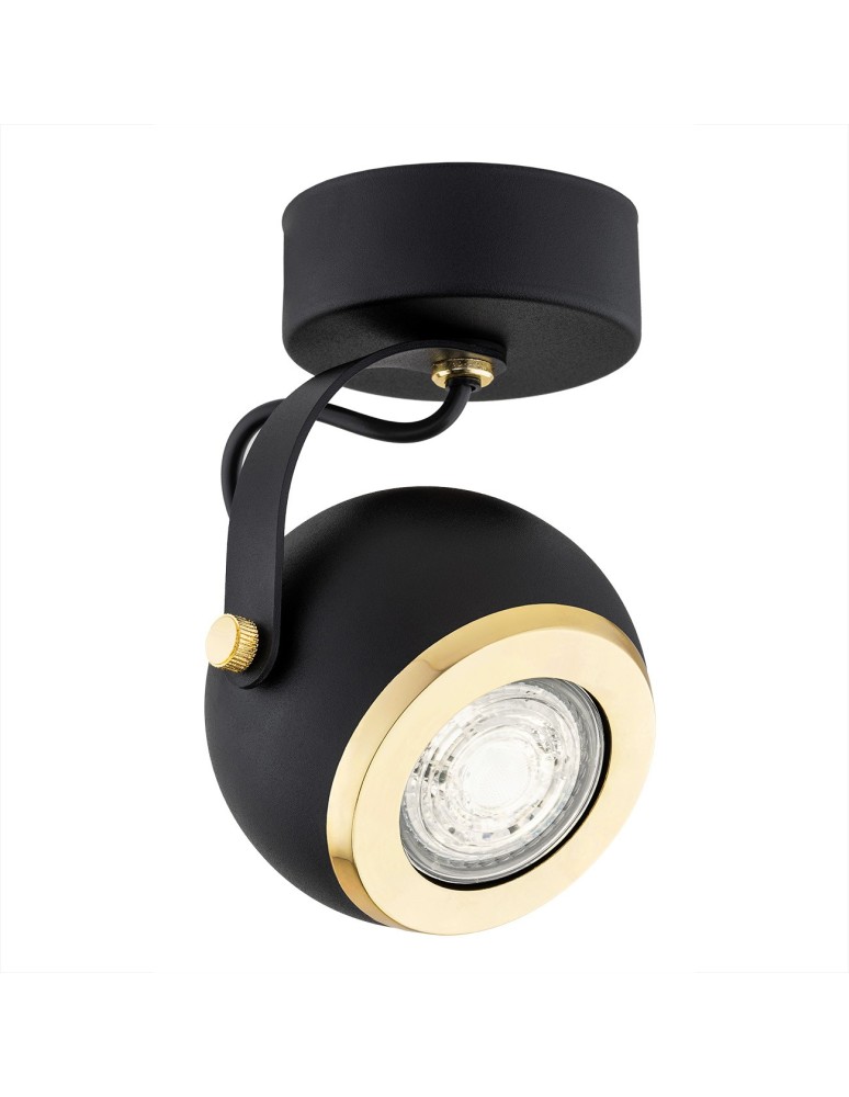 Lampy sufitowe regulowane - spoty - Argon KOS PLUS plafon 1 pł. 1x5W (max) czarny struktura elementy mosiądzowane 4902 - produkt kolory-swiatla.pl 1