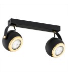 Lampy sufitowe regulowane - spoty - Argon KOS PLUS plafon 2 pł. 2x5W (max) czarny struktura elementy mosiądzowane 7039 - product 1