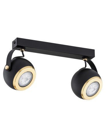 Argon KOS PLUS plafon 2 pł. 2x5W (max) czarny struktura elementy mosiądzowane 7039 - produkt 2
