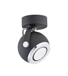Kinkiety - Argon KOS kinkiet 1 pł. 1x5W (max) czarny struktura elementy chromowane 3521 - product 1