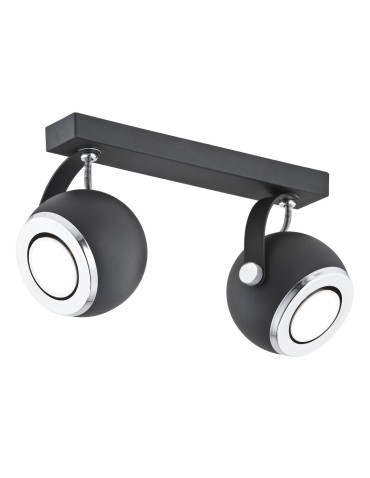 Argon KOS plafon 2 pł. 2x5W (max) czarny struktura elementy chromowane 751