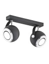 Argon KOS plafon 2 pł. 2x5W (max) czarny struktura elementy chromowane 751