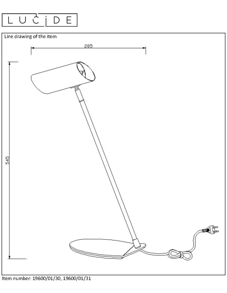 Lucide HESTER Biurkowa LED GU10 excl 19600/01/30
