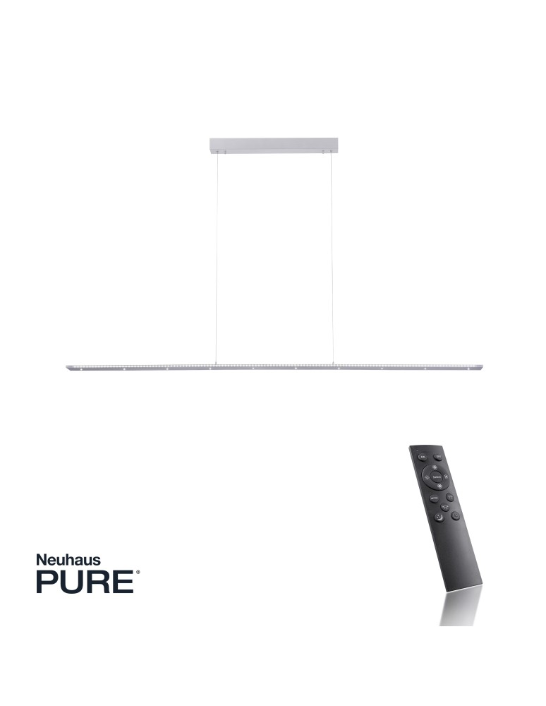 Lampy wiszące nad biurko - Paul Neuhaus Pure-Cosmo Lampa Wisząca Sterowana Pilotem Zmiana Barwy Światło Góra+Dół Aluminium 2533-95 - produkt kolory-swiatla.pl 1