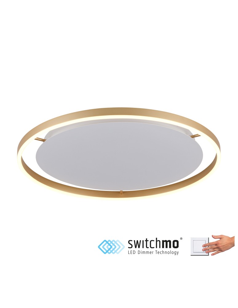 Lampy sufitowe - Leuchten Direkt Ritus 58cm Sufitowa 3 Stopniowe Ściemnianie Zwykłym Włącznikiem Ściennym Mosiądz Mat 15392-60 - produkt kolory-swiatla.pl 1