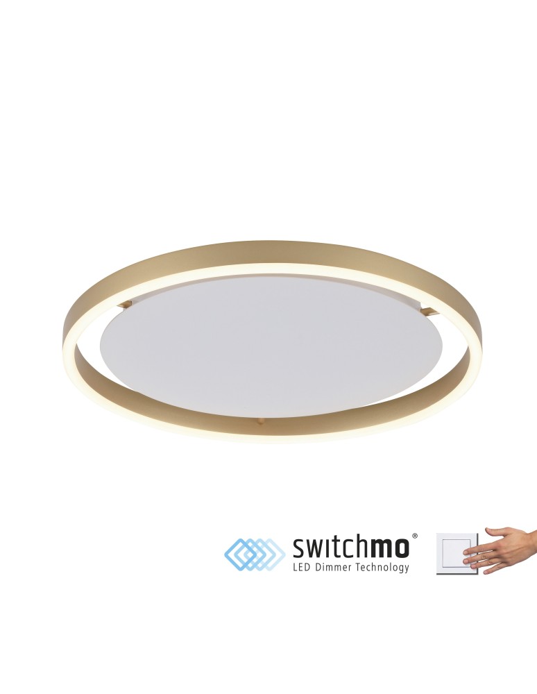 Lampy sufitowe - Leuchten Direkt Ritus 39cm Sufitowa 3 Stopniowe Ściemnianie Zwykłym Włącznikiem Ściennym Mosiądz Mat 15391-60 - produkt kolory-swiatla.pl 1