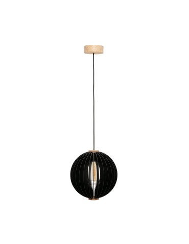 Zuma Line Orb Lampa Wisząca Czarny / Drewno 7510244