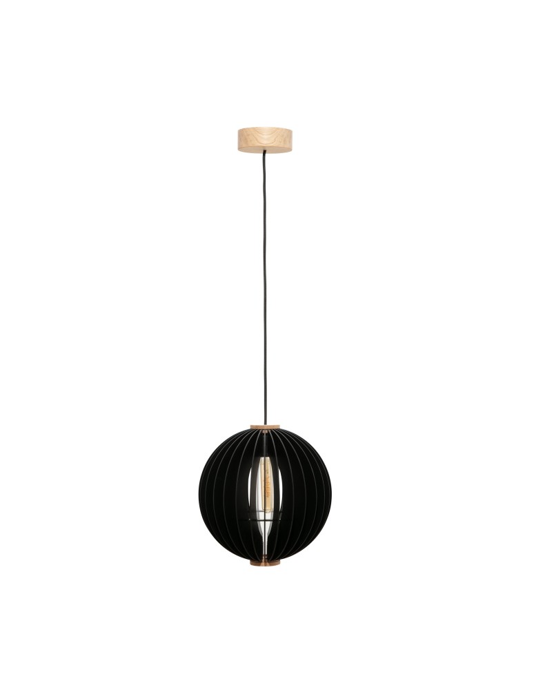 Lampy wiszące drewniane - Zuma Line Orb Lampa Wisząca Czarny / Drewno 7510244 - produkt kolory-swiatla.pl 1