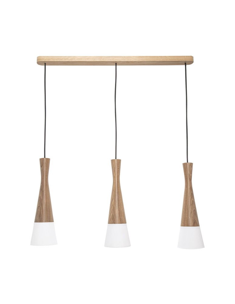 Lampy wiszące na listwie - Zuma Line Cone Lampa Wisząca Biały / Drewno 8511303 - produkt kolory-swiatla.pl 1