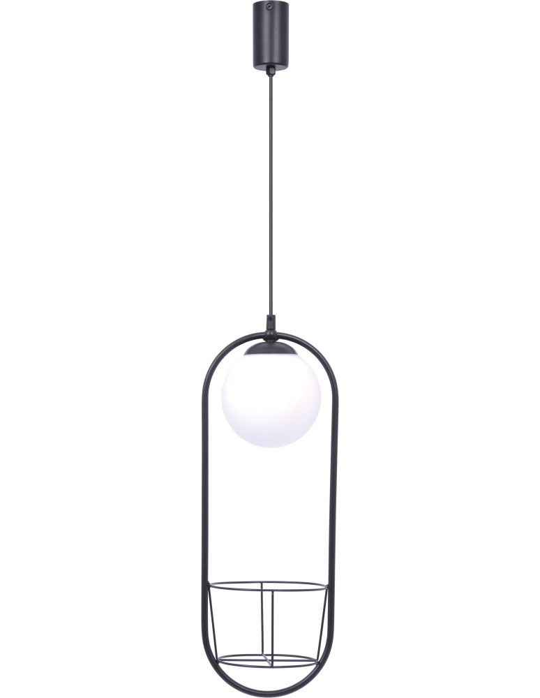Lampy wiszące kule - Zuma Line Plant 1 Lampa Wisząca Na Doniczkę Kwiaty 1Xe14 Czarny 5003 - produkt kolory-swiatla.pl 1