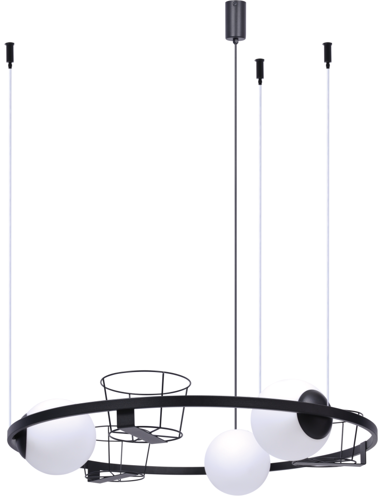 Lampy wiszące kule - Zuma Line Plant 3 Lampa Wisząca Na Doniczki Kwiaty 3Xe27 Kule Czarny 5005 - produkt kolory-swiatla.pl 1