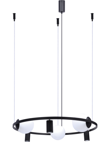 Zuma Line Orbit 3+3 Lampa Wisząca 3X Kule E27 + 3X Reflektor Gu10 Czarny 5006